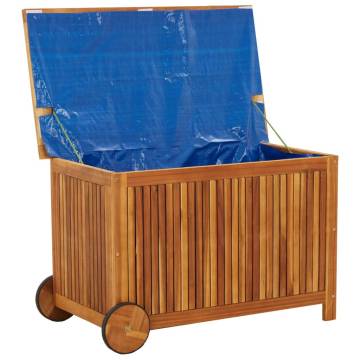 Garden Storage Box with Wheels - Solid Acacia 90x50x58 cm