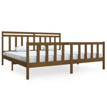 Honey Brown Solid Wood Bed Frame 200x200 cm | Hipo Market