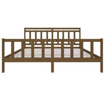 Honey Brown Solid Wood Bed Frame 200x200 cm | Hipo Market