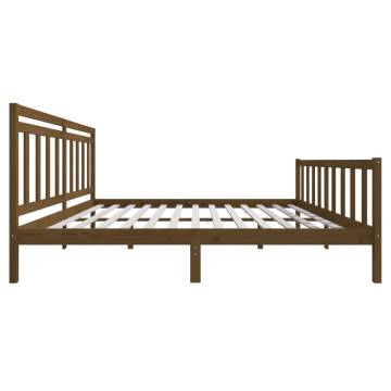 Honey Brown Solid Wood Bed Frame 200x200 cm | Hipo Market