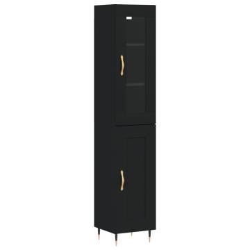 Elegant Highboard in Black - 34.5x34x180 cm Engineered Wood