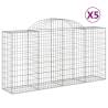 Arched Gabion Baskets - 5 pcs Galvanised Iron 200x50x100/120 cm