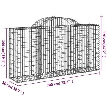 Arched Gabion Baskets - 5 pcs Galvanised Iron 200x50x100/120 cm