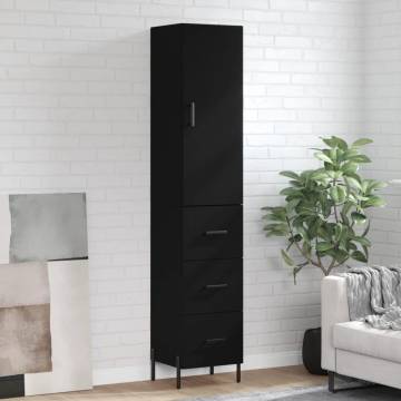 Elegant Highboard Black - 34.5x34x180 cm Engineered Wood