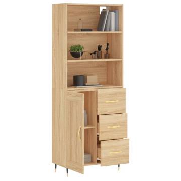 Stylish Highboard Sonoma Oak - 69.5x34x180 cm Engineered Wood