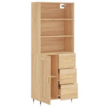 Stylish Highboard Sonoma Oak - 69.5x34x180 cm Engineered Wood