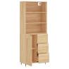 Stylish Highboard Sonoma Oak - 69.5x34x180 cm Engineered Wood