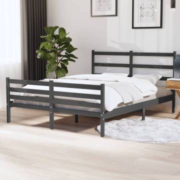 Grey Solid Wood Pine Bed Frame 135x190 cm Double | HipoMarket