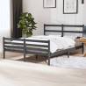 Bed Frame Grey Solid Wood Pine 135x190 cm Double Colour grey Size 135 x 190 cm 