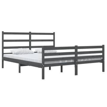 Grey Solid Wood Pine Bed Frame 135x190 cm Double | HipoMarket