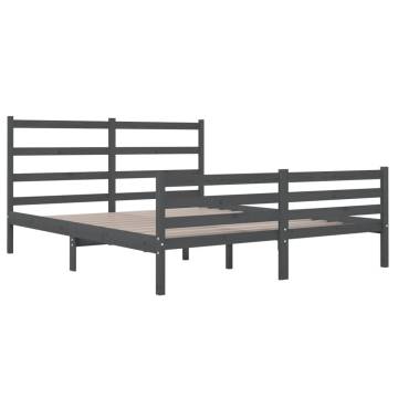 Grey Solid Wood Pine Bed Frame 135x190 cm Double | HipoMarket