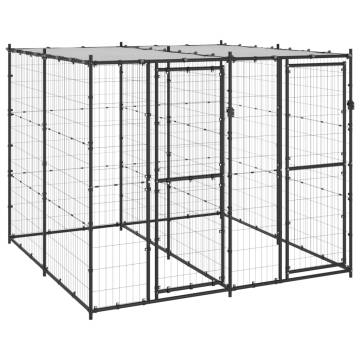 Outdoor Dog Kennel Steel with Roof - Durable & Safe | Hipomarket