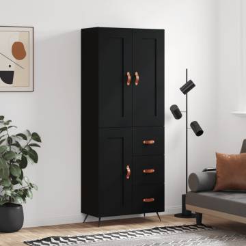 Elegant Highboard Black - 69.5x34x180 cm Engineered Wood