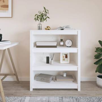 Book Cabinet White 80x35x97 cm - Solid Pine Wood Storage