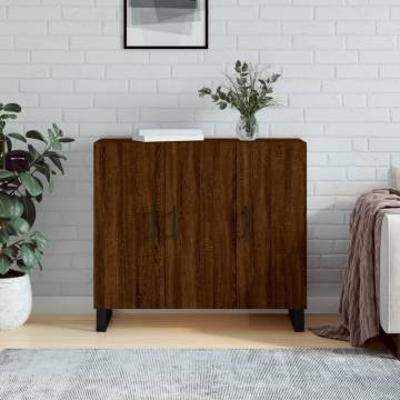 Modern Brown Oak Sideboard - 90x34x80 cm Engineered Wood