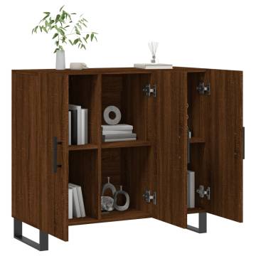 Modern Brown Oak Sideboard - 90x34x80 cm Engineered Wood