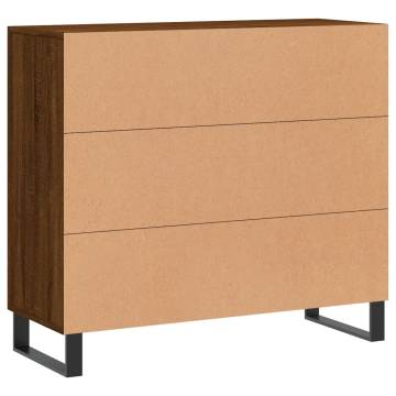 Modern Brown Oak Sideboard - 90x34x80 cm Engineered Wood