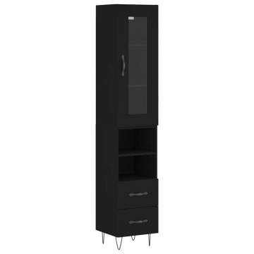 Stylish Highboard Black 34.5x34x180 cm - Engineered Wood