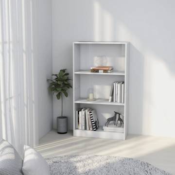 3-Tier High Gloss White Book Cabinet | Stylish Storage Solution