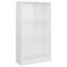 3-Tier High Gloss White Book Cabinet | Stylish Storage Solution