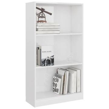 3-Tier High Gloss White Book Cabinet | Stylish Storage Solution