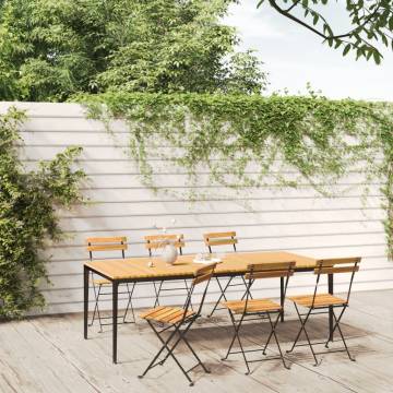 Folding Garden Chairs Set of 6 - Acacia & Steel