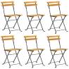 Folding Garden Chairs Set of 6 - Acacia & Steel