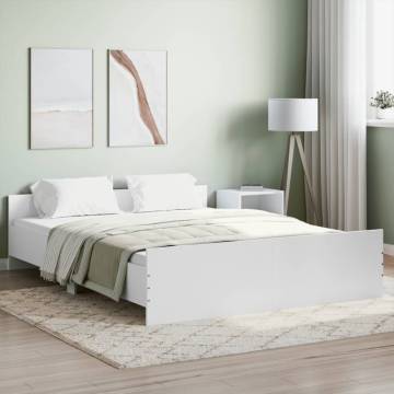 White Bed Frame with Headboard & Footboard - 140x200 cm