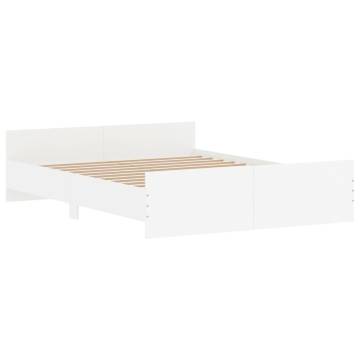 White Bed Frame with Headboard & Footboard - 140x200 cm