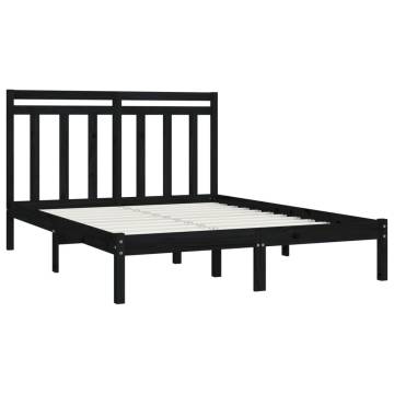 Black Solid Wood Bed Frame 150x200 cm King Size | HipoMarket