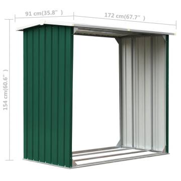 Log Storage Shed Galvanised Steel 172x91x154 cm - Green