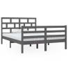 Grey Double Bed Frame 135x190 cm - Solid Pine Wood | HipoMarket