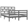 Grey Double Bed Frame 135x190 cm - Solid Pine Wood | HipoMarket