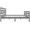 Grey Double Bed Frame 135x190 cm - Solid Pine Wood | HipoMarket