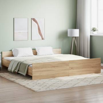 Sonoma Oak Bed Frame with Headboard & Footboard - Super King 180x200