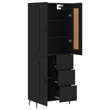 Stylish Highboard Black - 69.5x34x180 cm Engineered Wood