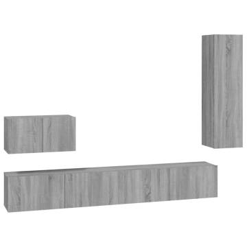 4 Piece Grey Sonoma TV Cabinet Set | Stylish Storage Solution