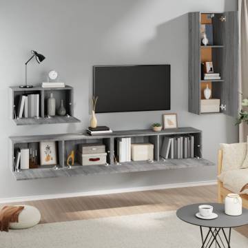 4 Piece Grey Sonoma TV Cabinet Set | Stylish Storage Solution