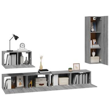 4 Piece Grey Sonoma TV Cabinet Set | Stylish Storage Solution