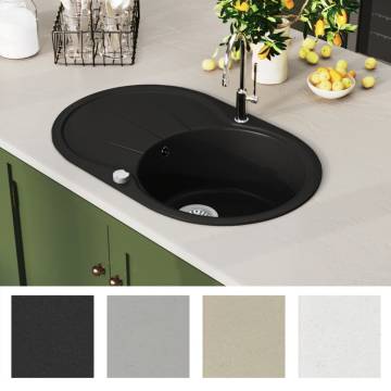 Granite Kitchen Sink - Single Basin Oval Black | Hipomarket