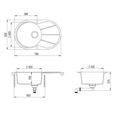 Granite Kitchen Sink - Single Basin Oval Black | Hipomarket