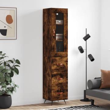 Stylish Highboard in Smoked Oak - 34.5x34x180 cm