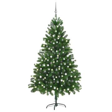 Lifelike 210 cm Pre-lit Christmas Tree with Ball Set - Green