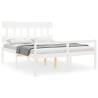 White King Size Bed Frame with Headboard - Solid Wood Design