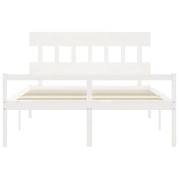 White King Size Bed Frame with Headboard - Solid Wood Design