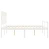 White King Size Bed Frame with Headboard - Solid Wood Design