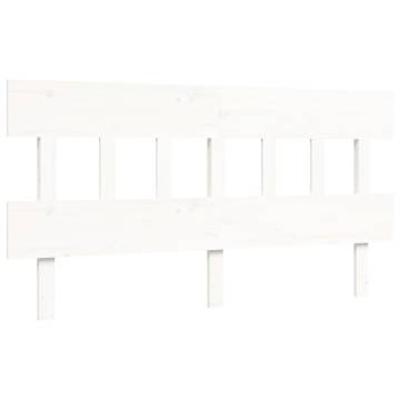 White King Size Bed Frame with Headboard - Solid Wood Design