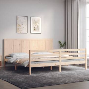 Super King Size Solid Wood Bed Frame with Headboard