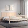 Bed Frame with Headboard Super King Size Solid Wood Colour natural Size 180 x 200 cm 