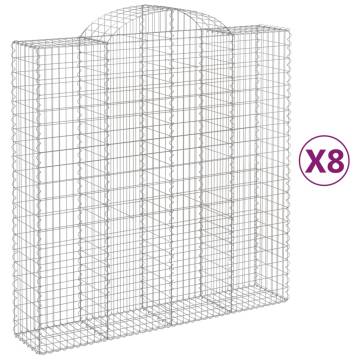 Arched Gabion Baskets - 8 pcs Galvanised Iron for Your Garden